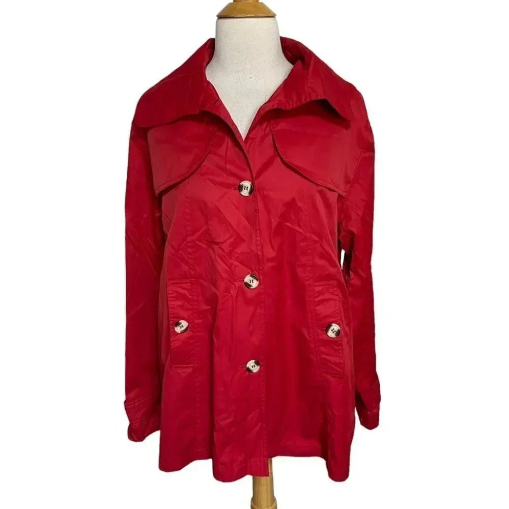 Neyelle M red trench coat with pockets‎